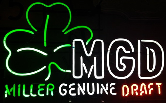 Miller Genuine Draft Irish Clover MGD Neon Sign